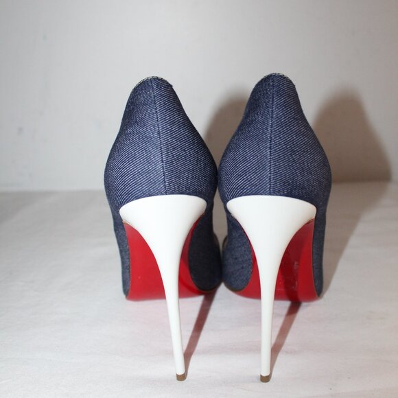 NWOB Christian Louboutin So Kate Denim Red Bottom Soles Pumps Heels 39.5 - Picture 3 of 6